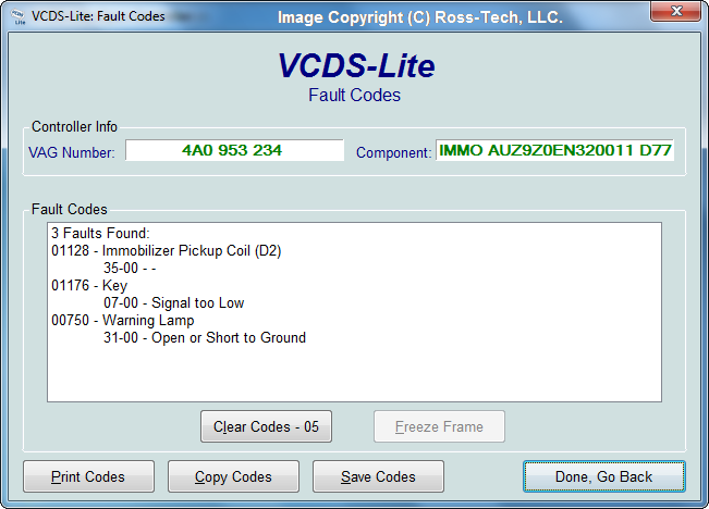 Ross-Tech: VCDS-Lite Fault Codes