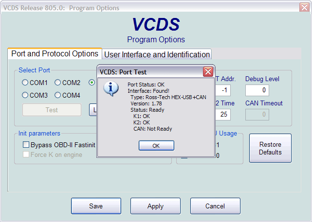 vcds usb interface not found